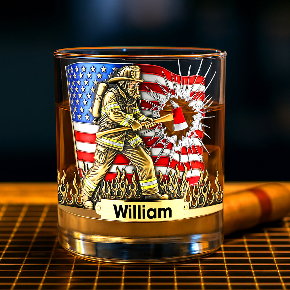 Patriotic Firefighter Drinking Glass – Personalized Gifts For Firefighter 04hyqn080925-Homacus