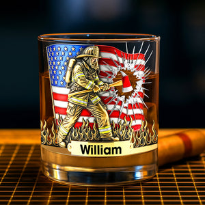 Patriotic Firefighter Drinking Glass – Personalized Gifts For Firefighter 04hyqn080925-Homacus