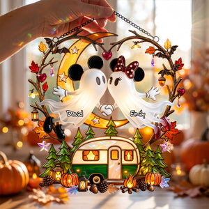 Boo Couple Camping Suncatcher - Personalized Gifts For Halloween Suncatcher Ornament 04PADH070826