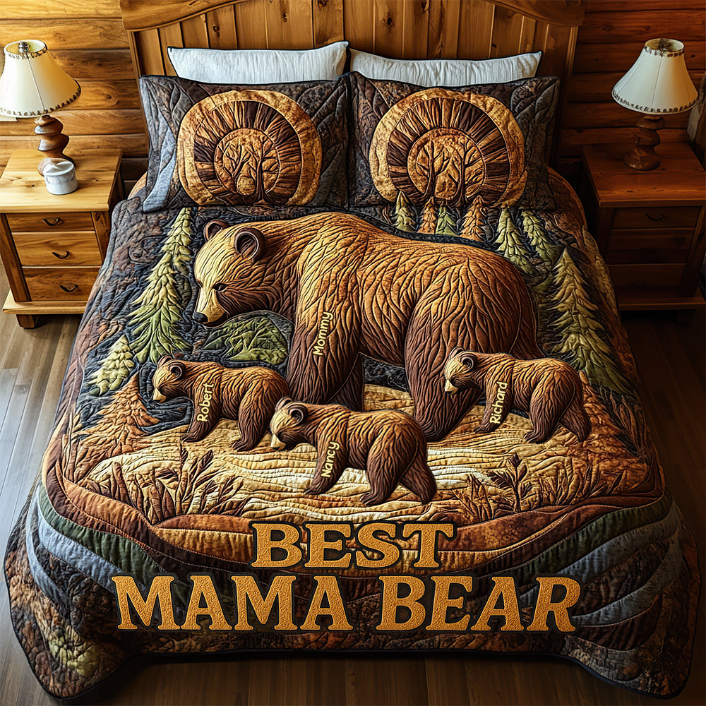 Personalized Gifts For Mom Quilt Bed Set, Best Mama Bear 04TGDT080425-Homacus