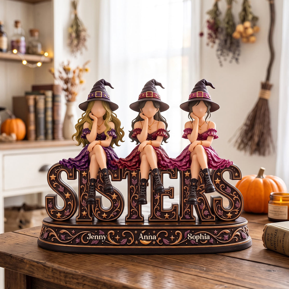 Witchy Sisters Forever Acrylic Plaque - Personalized Christmas Gift For Sisters 03NATN221026-Homacus