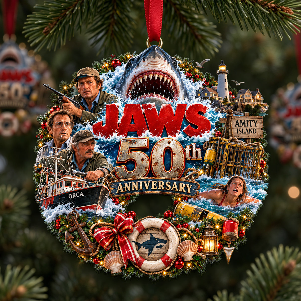 50th Anniversary Shark Ornament - Personalized Christmas Gifts 02ohlu300926-Homacus