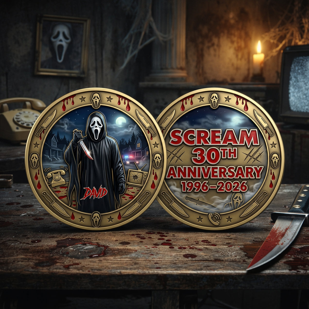 30 Years Anniversary Metal Coin - Personalized Gifts For Horror Fans Printed Metal Coin 05OHLU120326-Homacus
