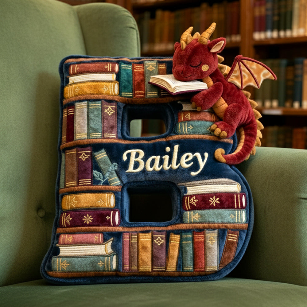 Book Dragon Alphabet Initial Letters Pillow, Personalized Gifts For Book Lovers 05qhtn191125-Homacus