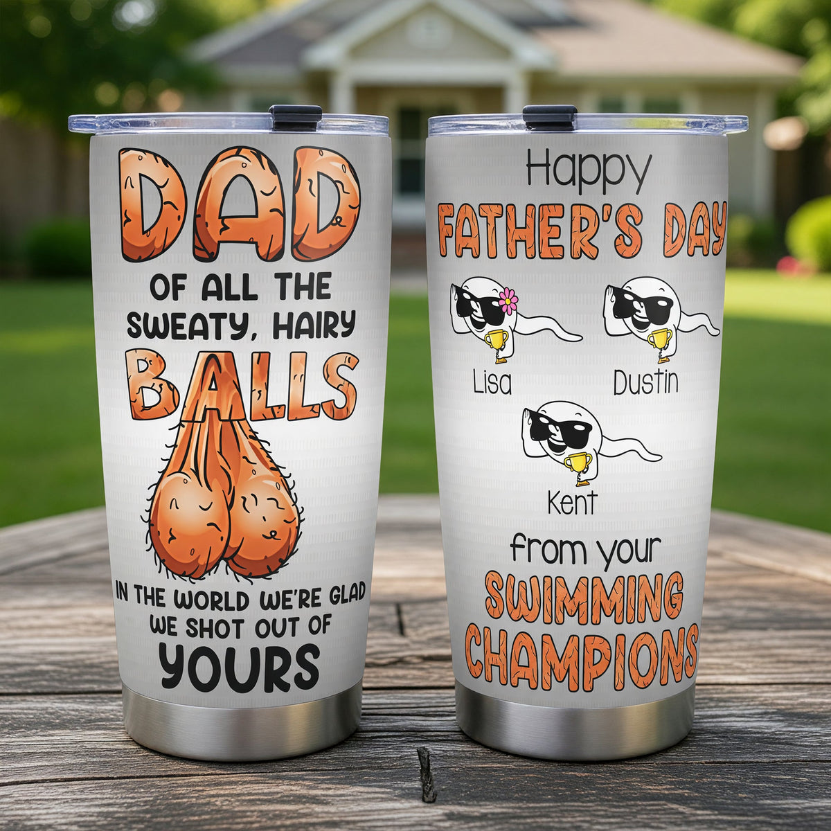 Funny Dad Balls Tumbler - Personalized Gift For Dads 06OHQN290526-Homacus
