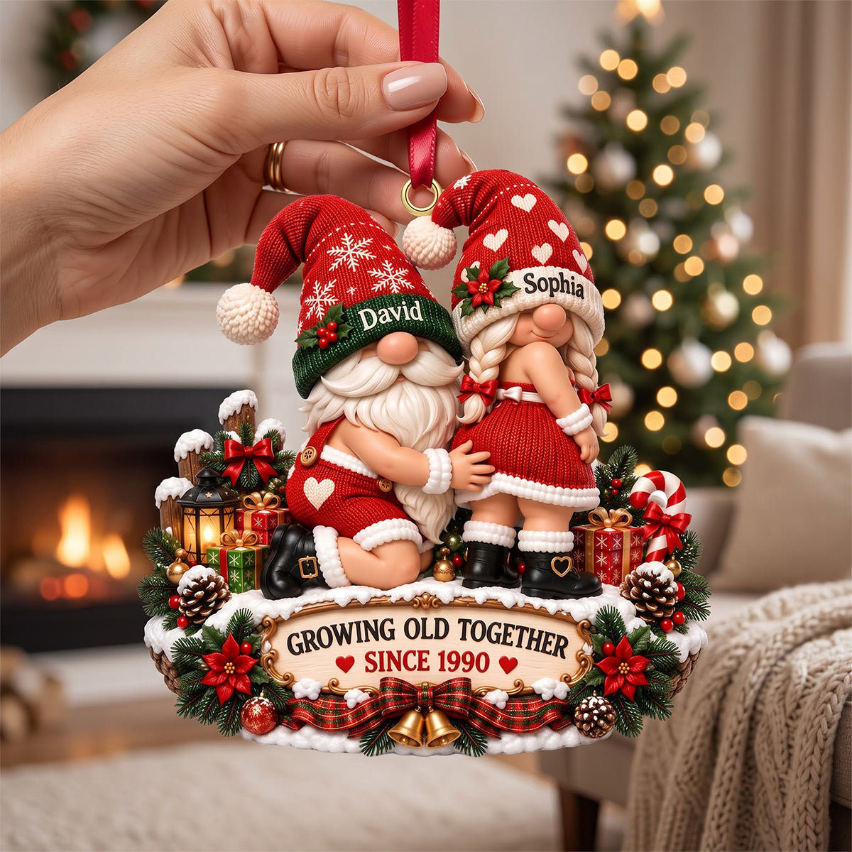 Cheeky Old Couple Ornament - Personalized Christmas Gift For Couples 02NATN260926-Homacus