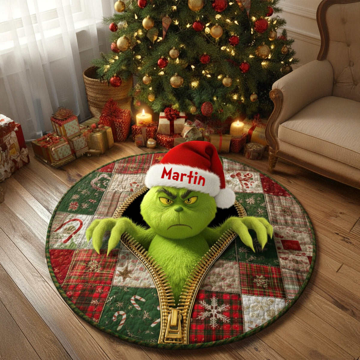 Christmas Fun Quilted Round Mat Personalized Gifts 05NAMG231025-Homacus