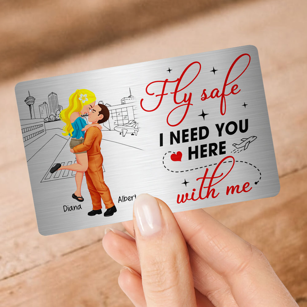 Personalized Gifts For Couple Pilot Wallet Card Fly Safe 04KAQN040225PA-Homacus