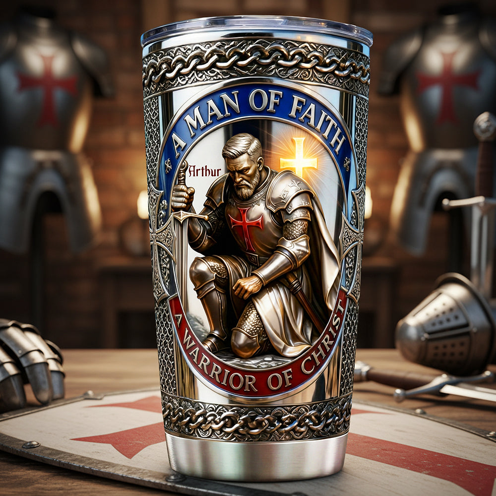 Kneeling Templar Knight Tumbler, Personalized Gifts For Christians 01qhta200126-Homacus