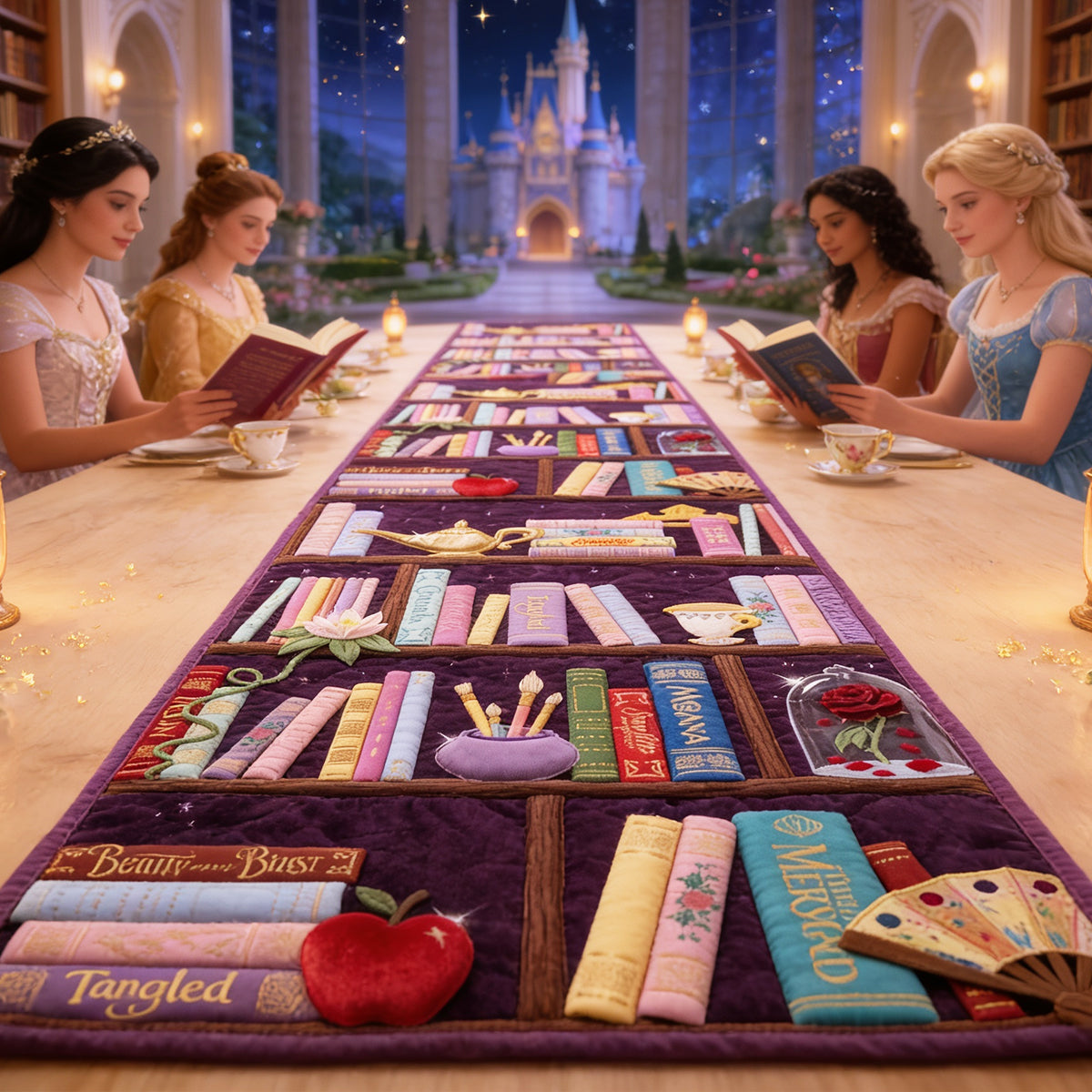 Magical Bookshelf Quilted Table Runner Personalized Gifts For Book Lovers 05NADT150826
