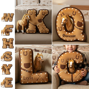 Horse Alphabet Initial Letter Shaped Pillow - Personalized Gifts For Horse Lovers 03kimg151225-Homacus