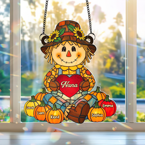 Autumn Scarecrow Grandma Suncatcher - Personalized Gifts For Grandma 06NAPU150725-Homacus