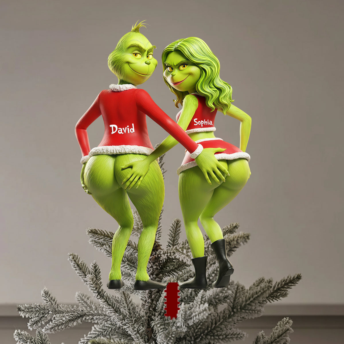 Flirty Couple Christmas Tree Topper - Personalized Gift For Couples 07OHLU201125-Homacus