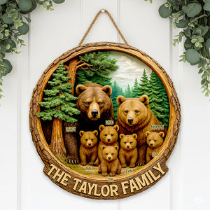 Family Bear Wood Sign Personalized Gifts For Family 01HUDT140625-Homacus