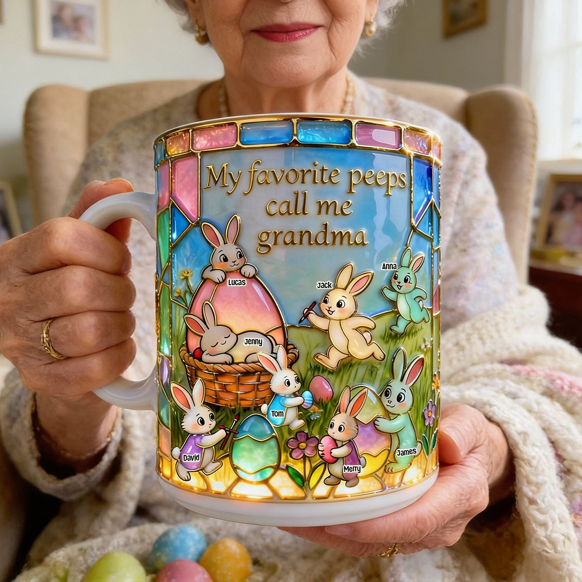 Easter Grandma's Cute Bunnies Coffee Mug, Personalized Gifts For Grandma & Mom 01qhtn300126-Homacus
