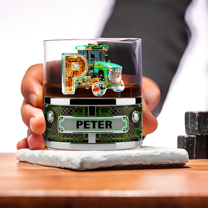 Rustic Tractor Initials Name Drinking Glass - Personalized Gifts For Tractor Lovers 03TGLU250825-Homacus