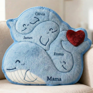 Lovely Blue Whale Mom Custom Shaped Pillow - Personalized Gifts For Mom 03qhdt270226-Homacus