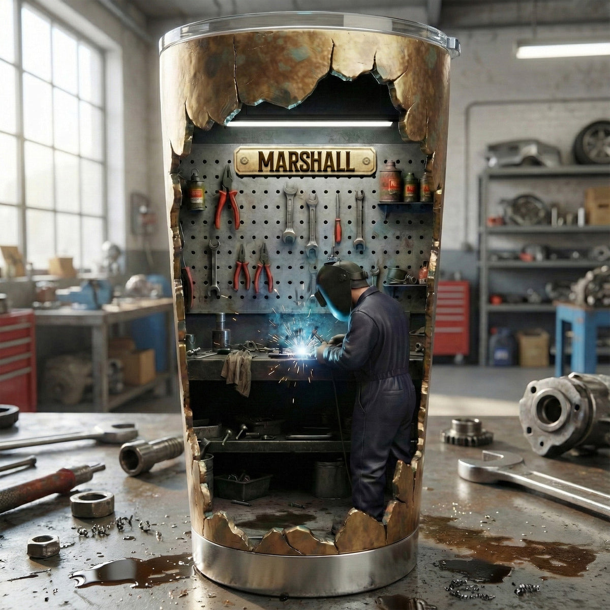 Hard At Work Welder Tumbler - Personalized Gift For Welders 05KIMG301225-Homacus