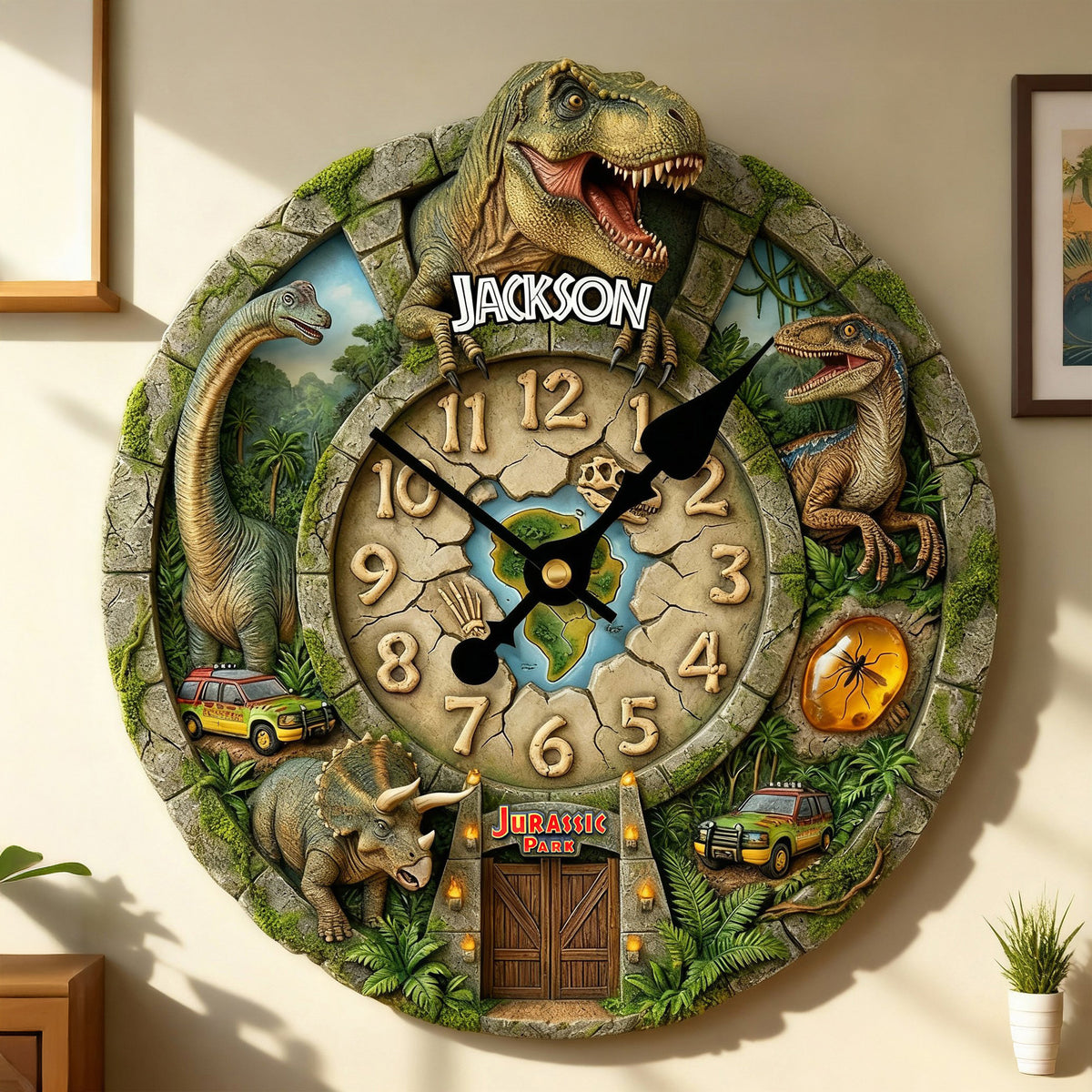 Prehistoric World Clock - Personalized Gifts For Kids 02humg170126-Homacus