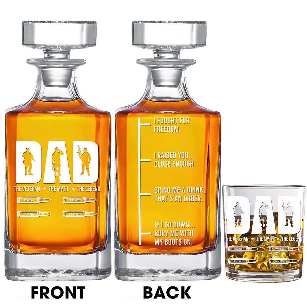 Veteran Dad Whiskey Decanter Set - Personalized Gift For Dad 03TOQN220525-Homacus