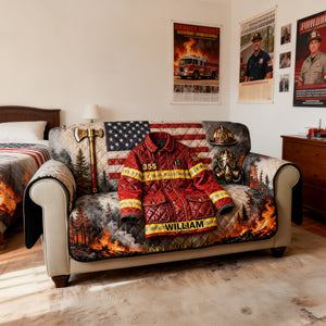 Firefighter Quilted Sofa Cover, Personalized Gifts 04KILU260126-Homacus