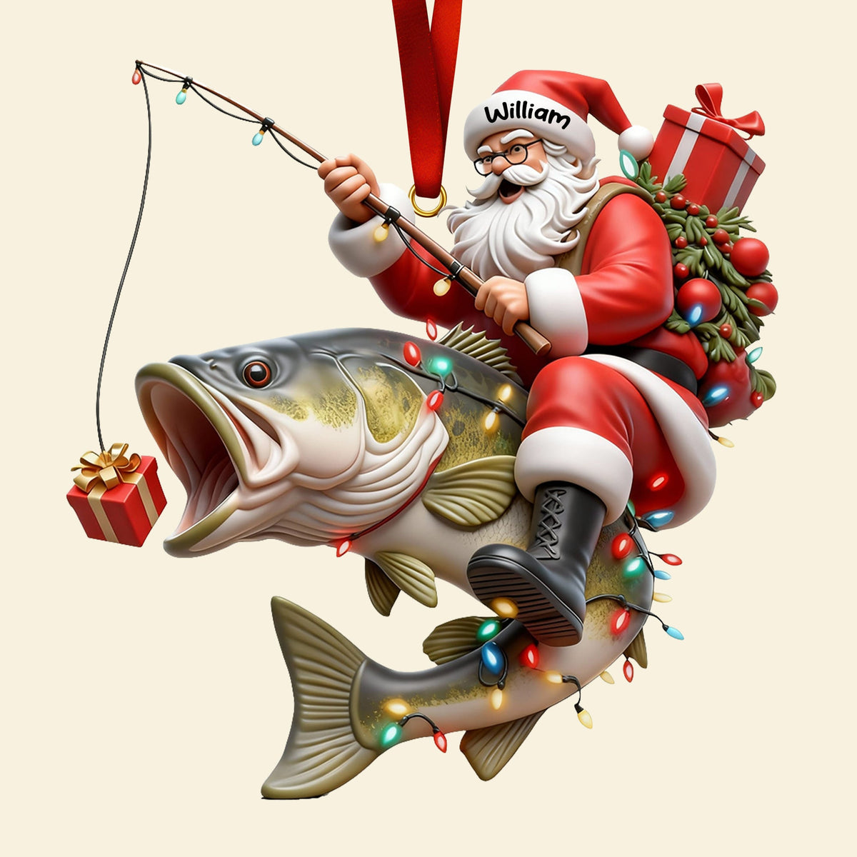 Badass Fishing Santa Acrylic Ornament, Personalized Gifts For Fishing Lovers 02qhqn311025-Homacus