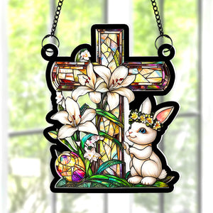 Gifts For Easter's Day Acrylic Suncatcher Rabbit Eggs 03xqqn180125-Homacus