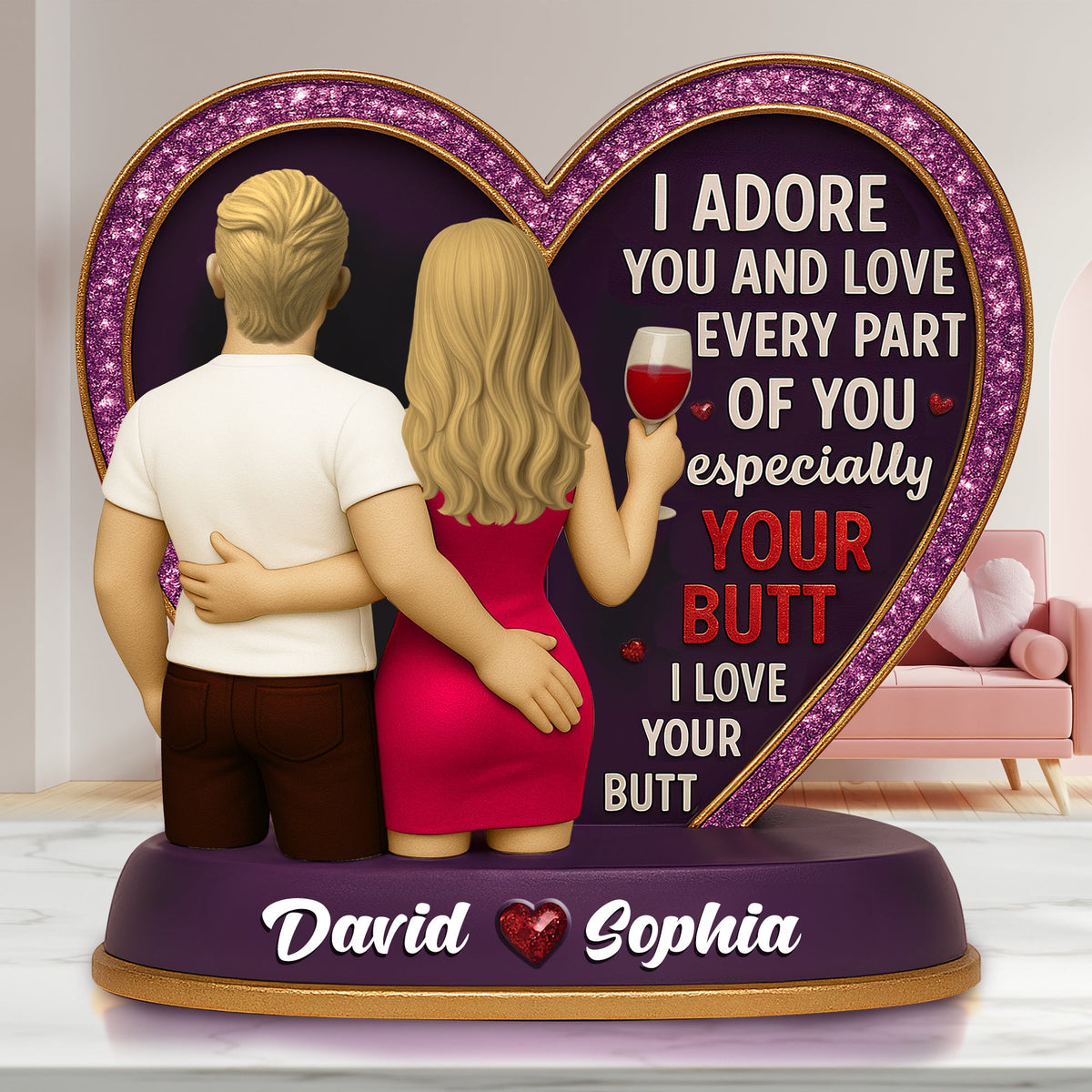 Hugging Couple Acrylic Plaque - Personalized Gifts For Couple 01NALU230525-Homacus