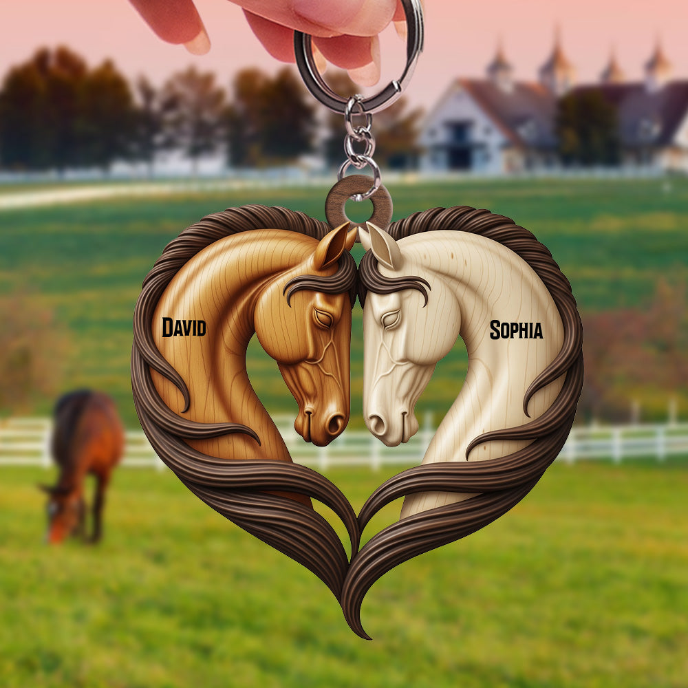 Horse Couple Keychain - Personalized Gifts For Couple 06natn140625-Homacus