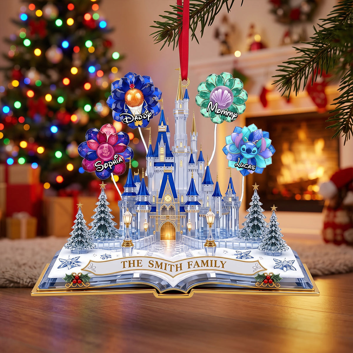 Floral Christmas Acrylic Ornament - Personalized Gifts For Family 02ohtn040926