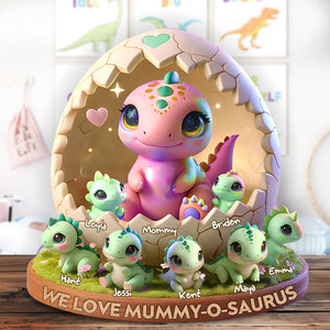 Dinosaur Mom Plaque - Personalized Gifts For Mother 03KALU020425-Homacus