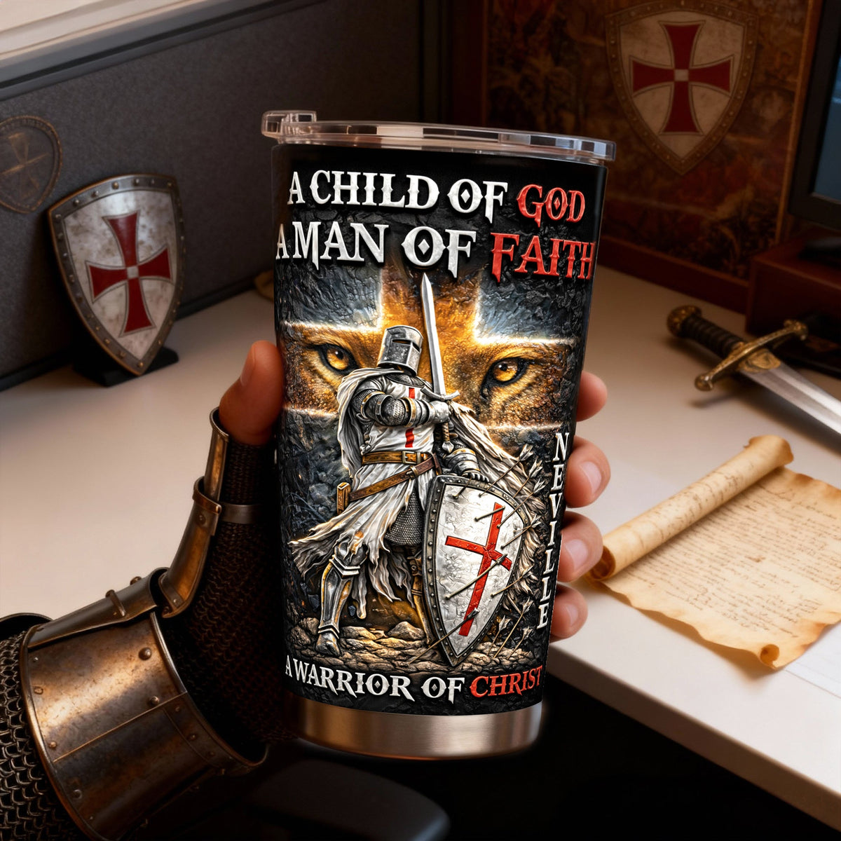 A Warrior Of Christ 20oz Tumbler - Personalized Gifts For Christian 05HULU030226-Homacus