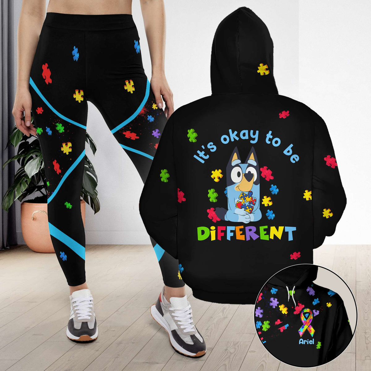 Personalized Gifts For Autism Awareness Set Hoodie & Leggings - It't Okay To Be Different 01TOLU110325-Homacus