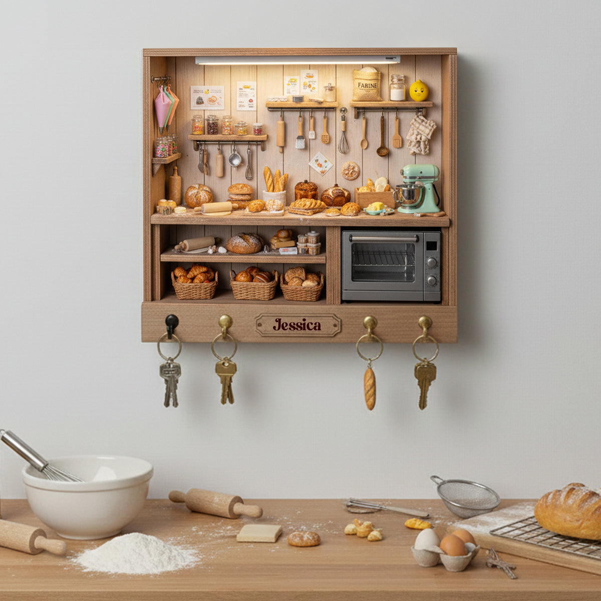 Bakery Wood Key Hanger - Personalized Gifts For Bakers 07hylu101225-Homacus