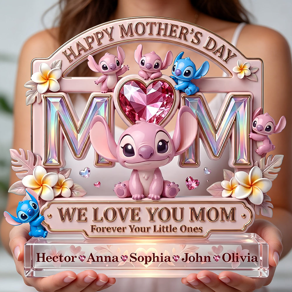 Pink Heart Mom Acrylic Plaque, Personalized Gifts For Mom 03TODT260326-Homacus