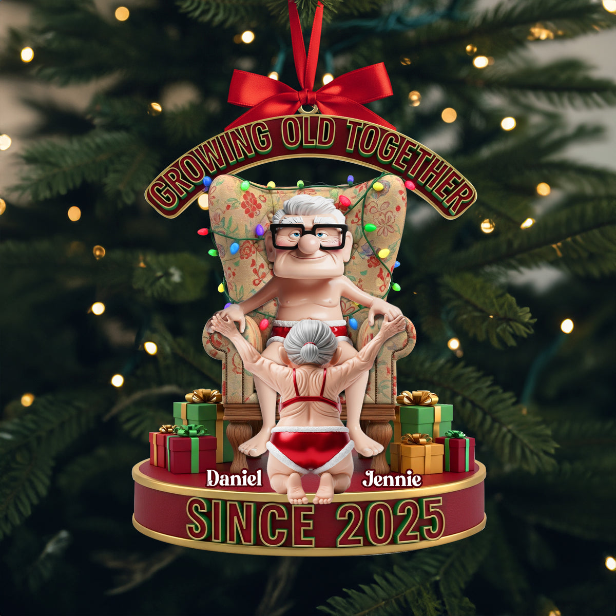 Frisky Old Couple Ornament - Personalized Christmas Gifts For Couples 04OHLU200925-Homacus
