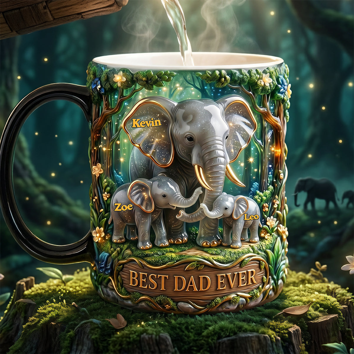 Elephant Dad Magic Coffee Mug - Personalized Gifts For Father's Day Magic Mug 02TYTA230526-Homacus