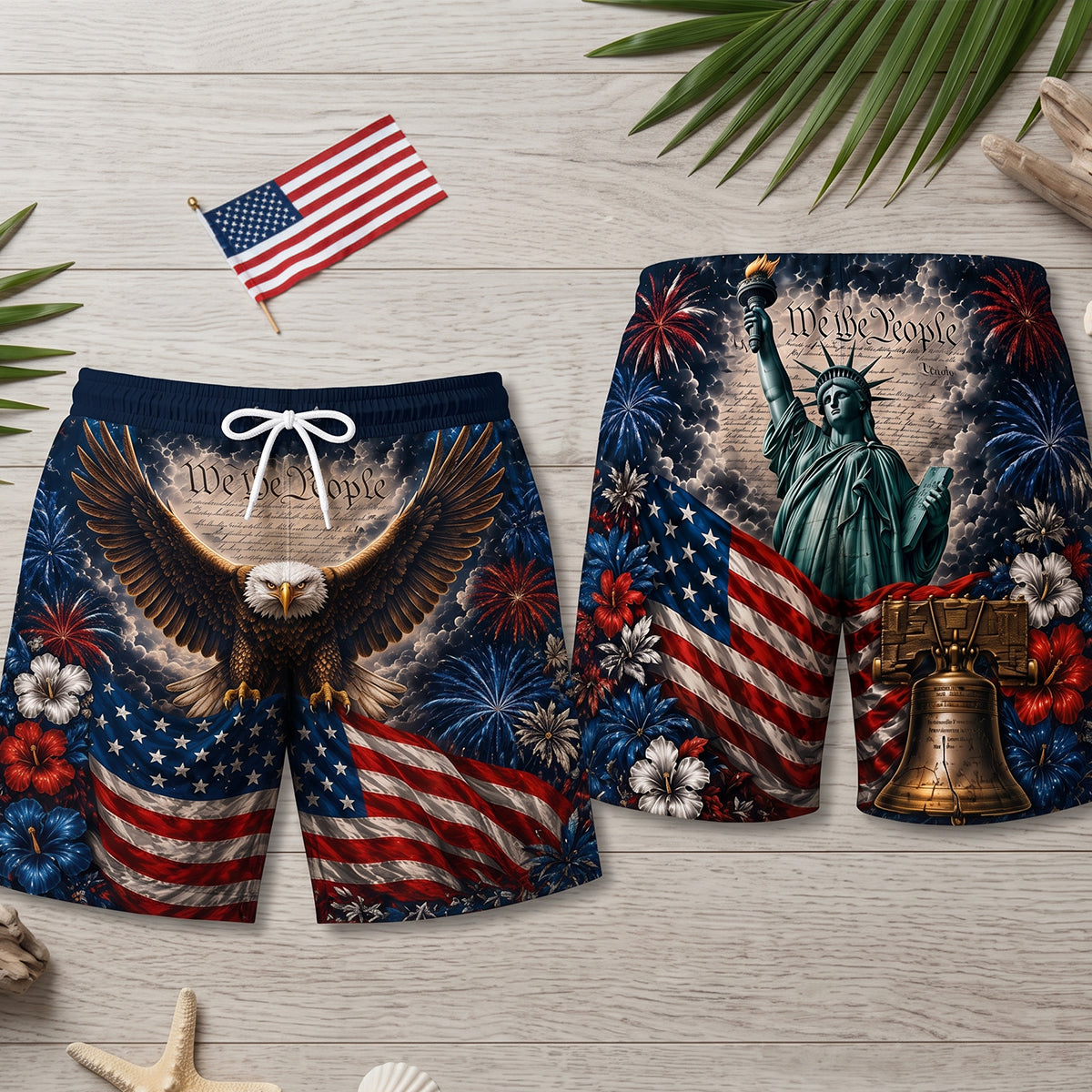 USA Patriotic Men's Beach Shorts - Personalized Gifts For Him 05totn040726