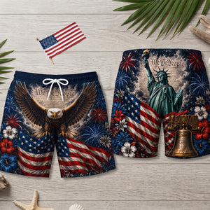 USA Patriotic Men's Beach Shorts - Personalized Gifts For Him 05totn040726