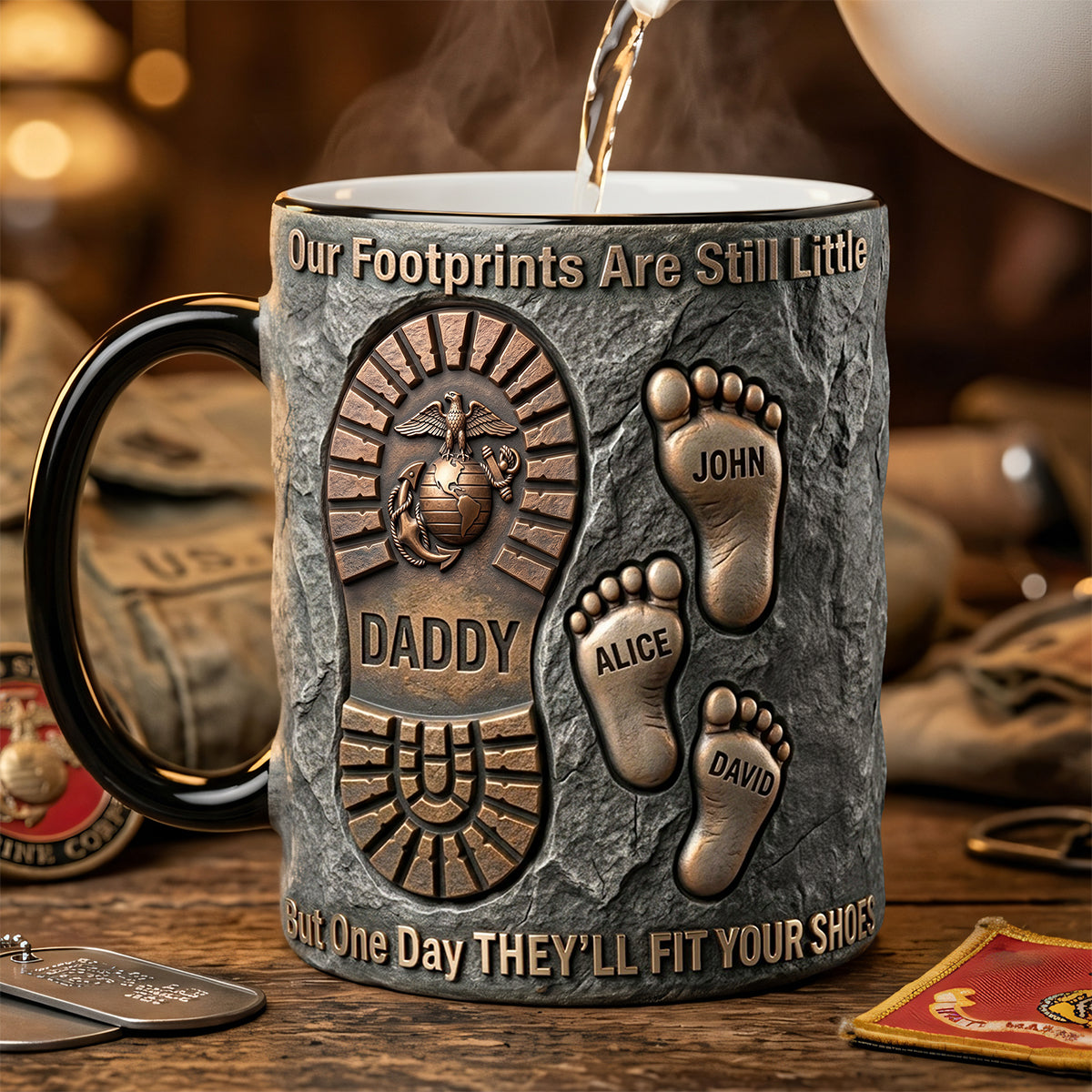 Father’s Footsteps Veteran Magic Coffee Mug - Personalized Gift For Dads 01HUTA210526-Homacus