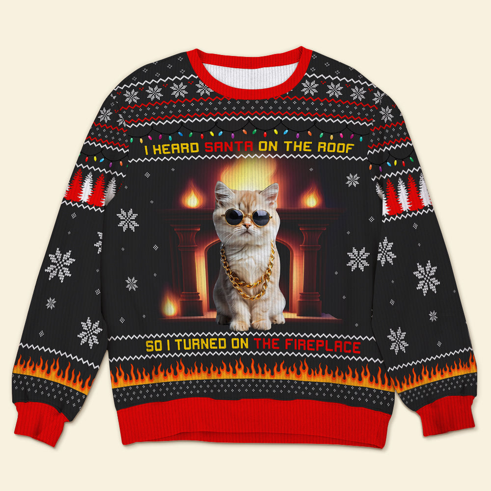 Custom Photo Christmas Ugly Sweaters, Fireplace & Led Christmas Lights 02TGQN121024-Homacus