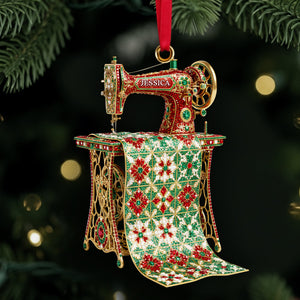 Sparkle Sewing Machine Ornament- Personalized Christmas Gifts For Sewing Lovers 05OHLU181025-Homacus