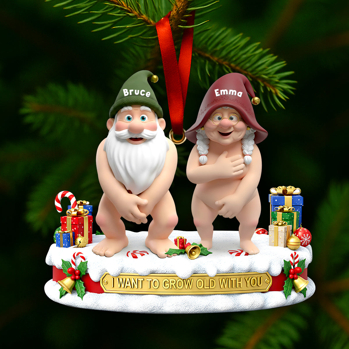 Mischievous Gnome Couple Acrylic Ornament - Personalized Gifts For Couples 08OHLU201125-Homacus