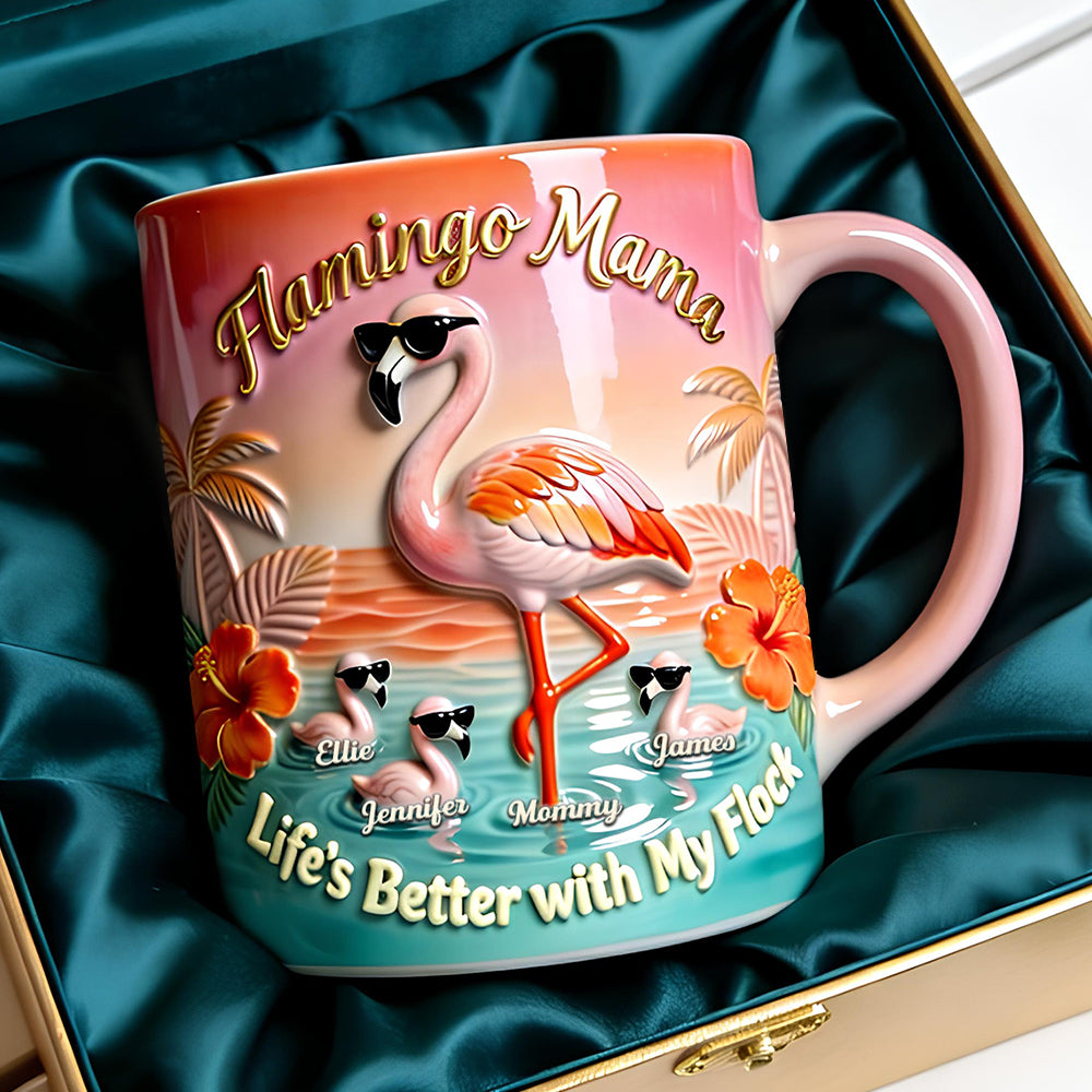 Flamingo Mom With Kids Accent Mug - Personalized Gifts For Mom 01pgdt040326-Homacus