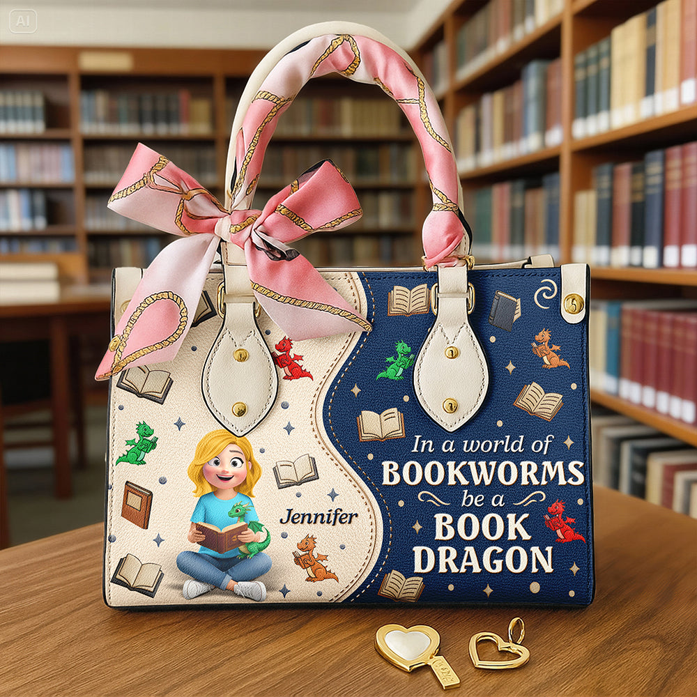 Book And Dragon Leather Bag - Personalized Gifts For Book Lovers 04naqn291225-Homacus
