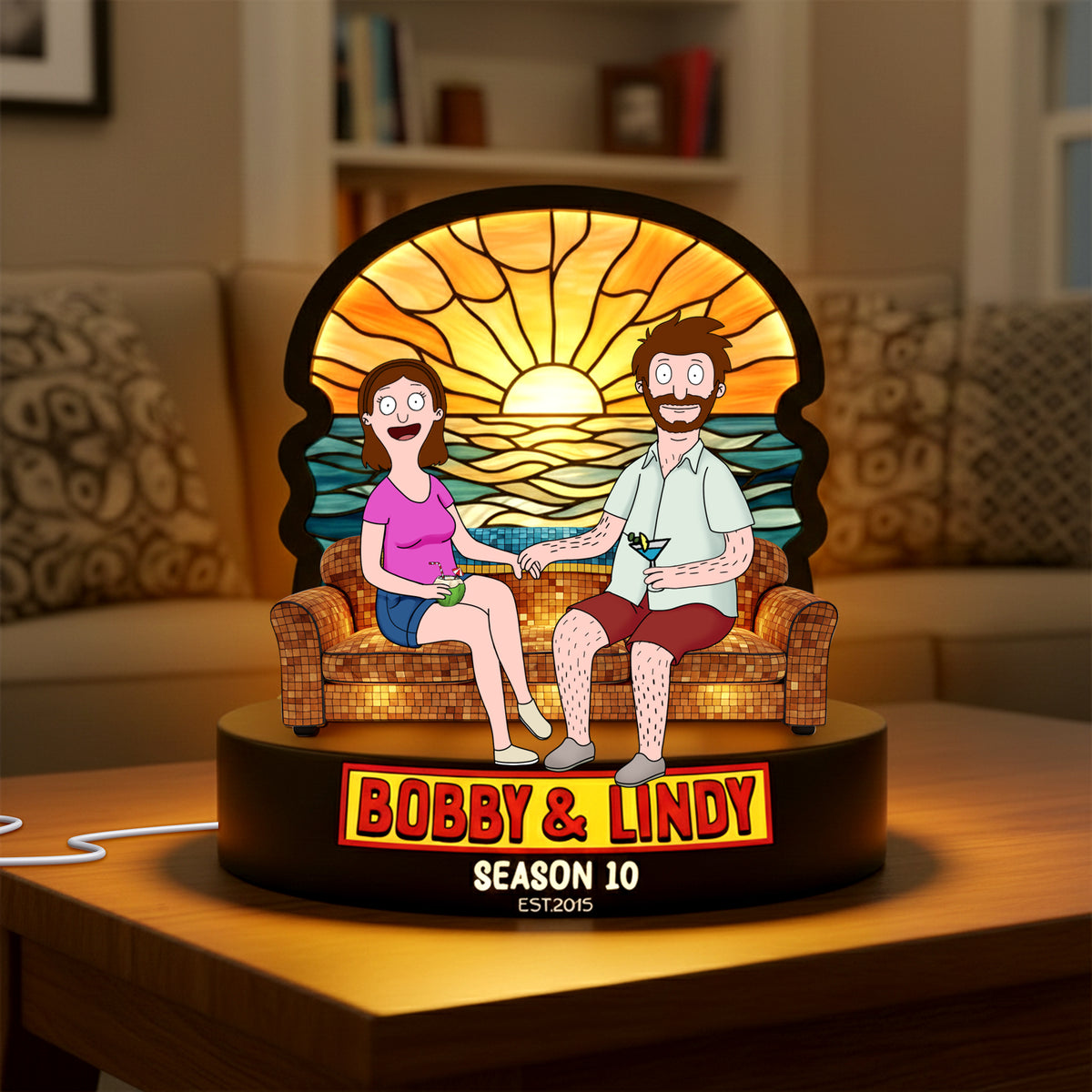 Beach Couple Light Box - Personalized Gifts For Couple Custom Shape Acrylic Light Box 05OHLU081225-Homacus