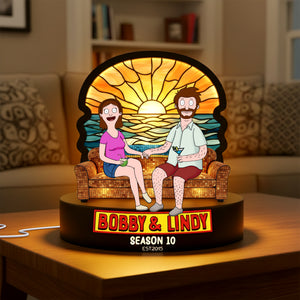 Beach Couple Light Box - Personalized Gifts For Couple Custom Shape Acrylic Light Box 05OHLU081225-Homacus