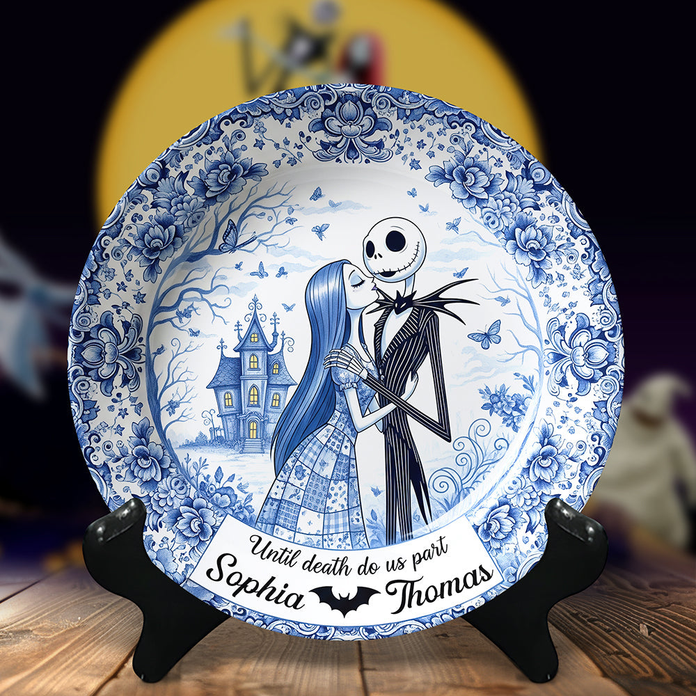 Spooky Couple Ceramic Round Plate - Personalized Gifts For Couple 05ohqn160725-Homacus