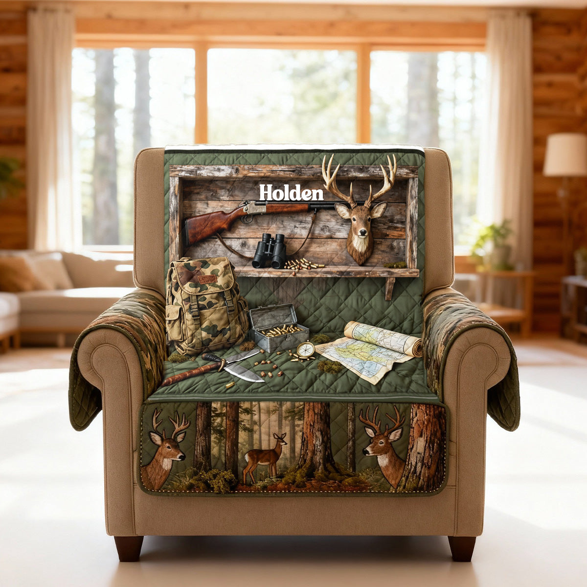 Deer Hunting Quilted Sofa Cover - Personalized Gifts For Hunters 01kimg290126-Homacus