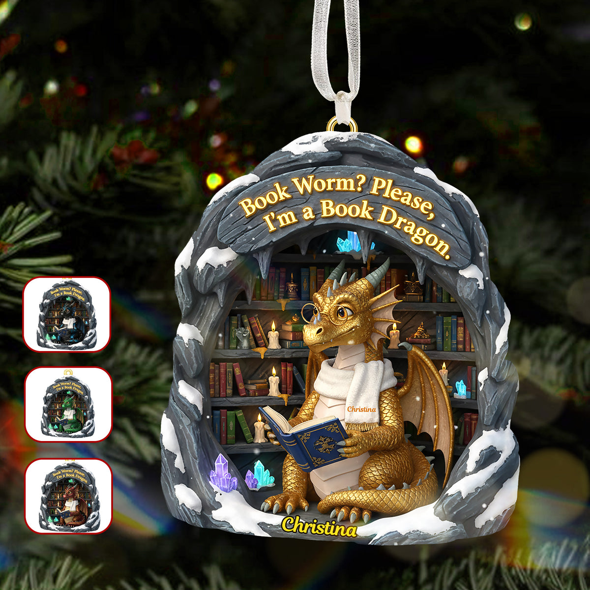 Bookworm Christmas Ornament Personalized Gifts For Book Lovers 04HYMG241025-Homacus
